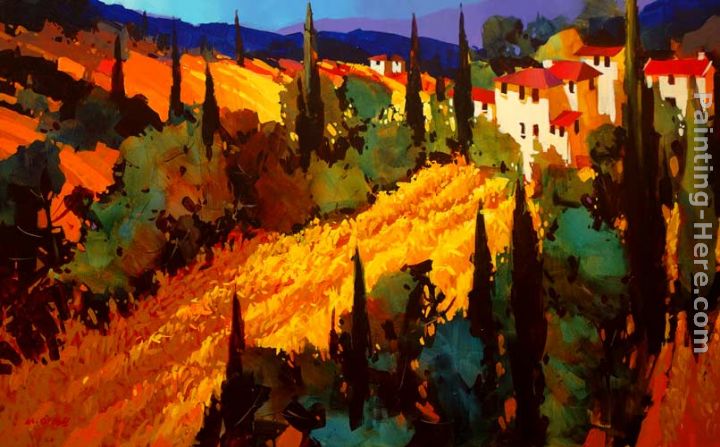 Golden Fields of Tuscany painting - Michael O'Toole Golden Fields of Tuscany art painting